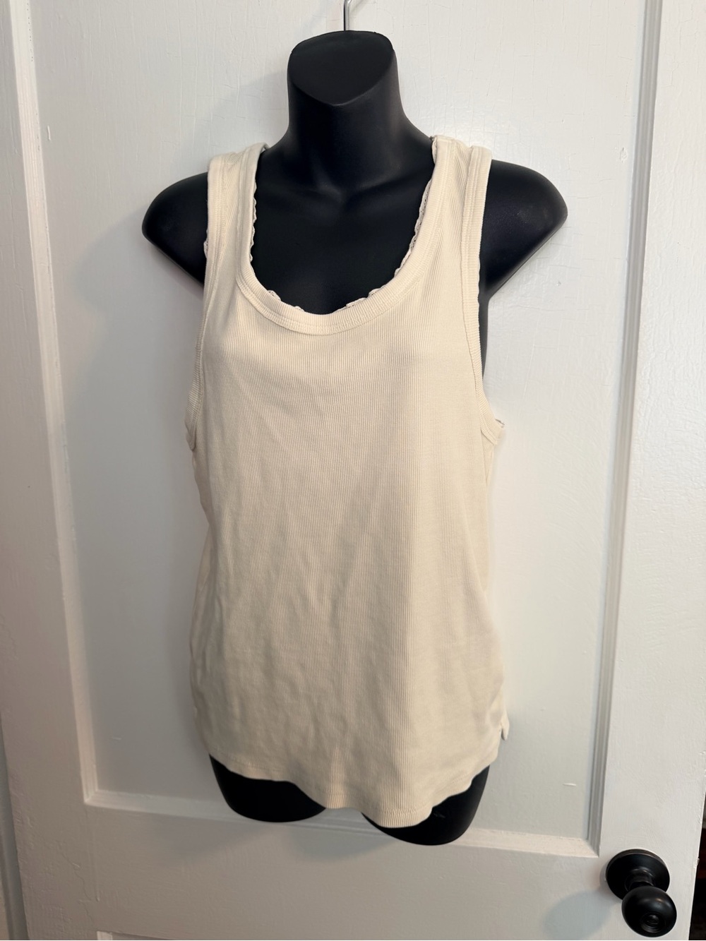 We The Free Cream Ribbed Lace-Trim Tank Top - Picture 3 of 8